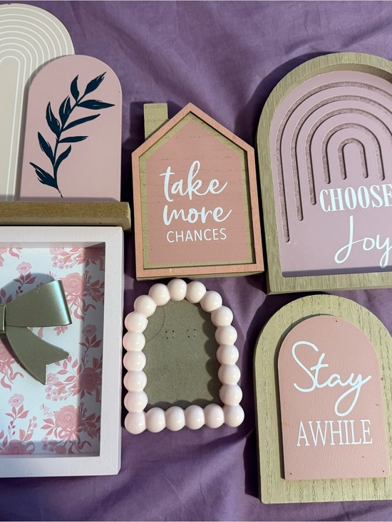 Other - Pink Inspirational Wooden Wall Decor Set